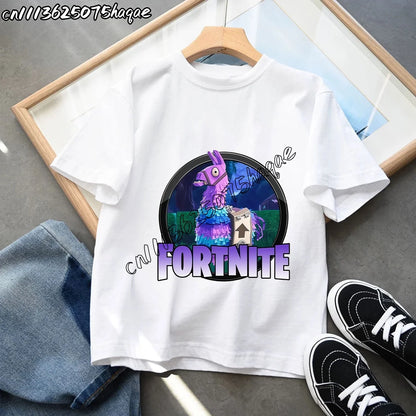 Neue Fortnite-Sommer-T-Shirts für Kinder, Cartoon-Figur-Grafik-T-Shirt, lässige Sport-Kurzarmtops für Jungen