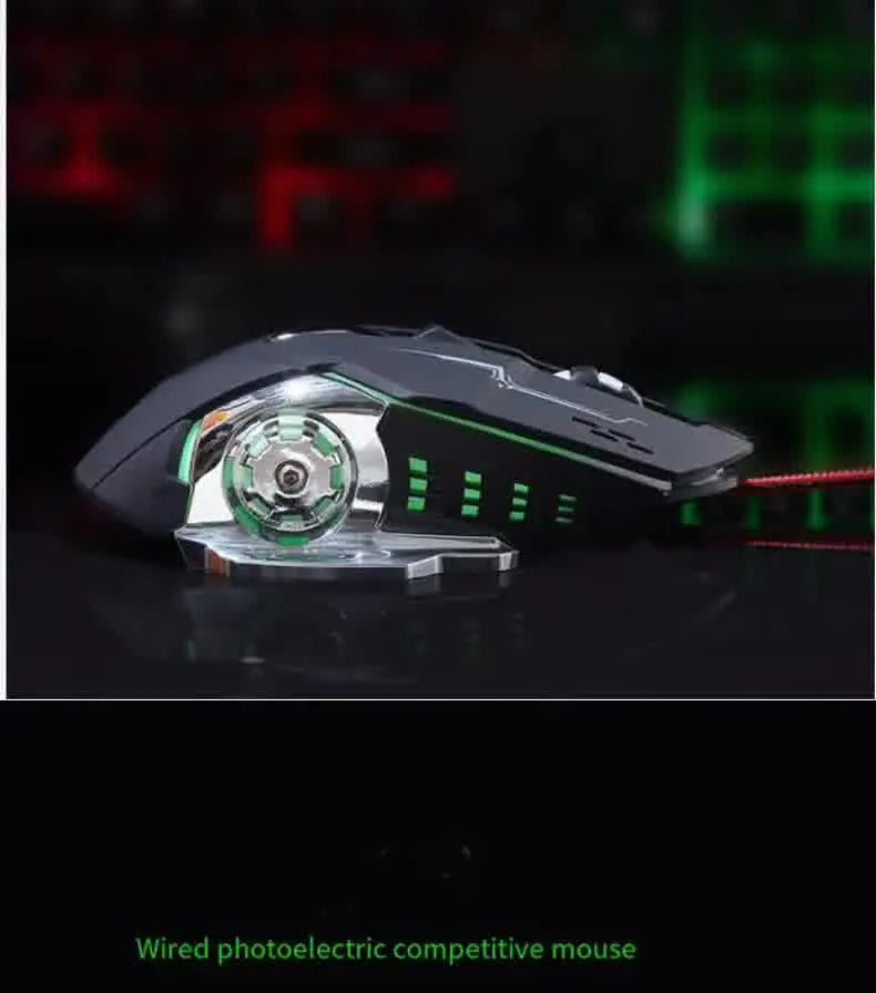 Mouse gaming Carpbaba GM6 per gamer, mouse ottico cablato regolabile con LED, cavo USB, mouse silenzioso per laptop e PC