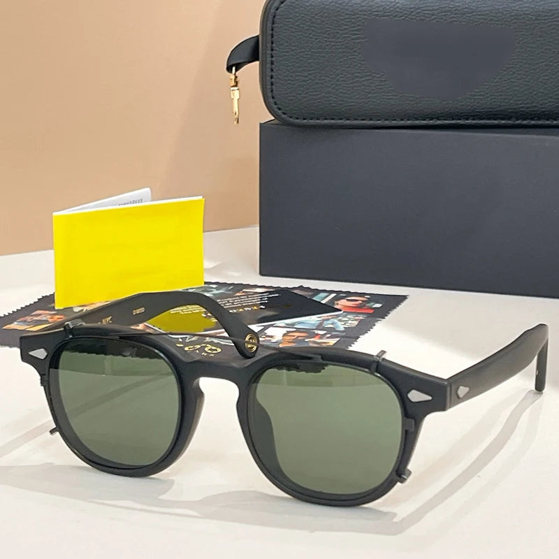 Acetátból készült, kerek, klasszikus napszemüveg férfiaknak és nőknek – márkás, designer, UV400-as, kültéri, luxus, retro szemüveg