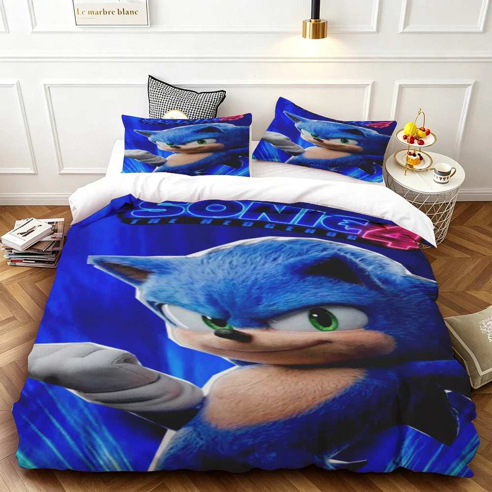 Cartoon Kids Sonics Duvet Cover Cool Bedding Set Comforter Cover with Pillowcase Queen King Bedroom Children Teens beautiful