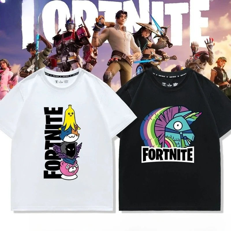Nowa kreatywna koszulka Fortnite z krótkim rękawem, efektownym nadrukiem cartoon, oddychająca i pochłaniająca pot, dla kobiet i mężczyzn