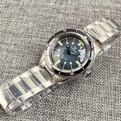 200M Water Resistant Mechanical Wristwatch Miyota 8215 Domed Sapphire Glass 120 clicks Bezel Steel Band Luminous Marks