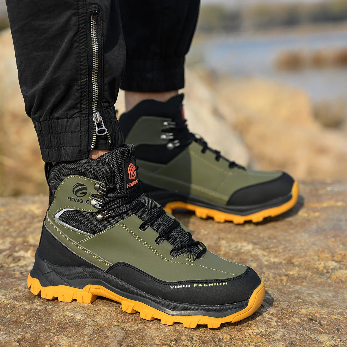 Chaussures de sécurité à embout en acier pour hommes, bottes de travail anti-perforation, chaussures de protection antidérapantes, chaussures de sport pour hommes