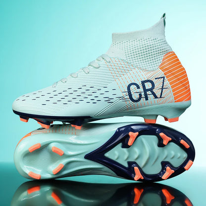Chaussures de football professionnelles pour hommes/femmes, antidérapantes, à crampons FG, respirantes, chaussures d'entraînement à tige haute