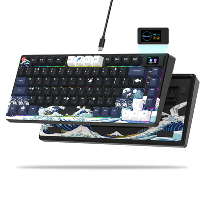 Teclado gamer Womier S-K80 con pantalla OLED a color, teclado mecánico gaming hot-swappable con montaje gasket y RGB personalizable