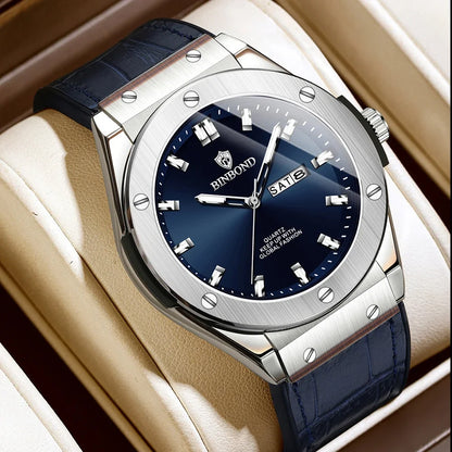Férfi új, alkalmi, üzleti bőr óra, luxus férfi karóra, automata karórák, férfi divatkarórák, kvarc karórák, Relojes De Hombre