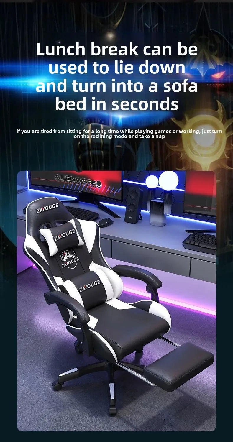 Silla gaming ergonómica para oficina en casa, largas jornadas y streamers, ajustable, reclinable, ligera y duradera