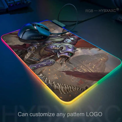 World of Warcraft Sylvanas Mouse Pad RGB Gaming Mouse Pad Desk Mat HD Gamer Large LED Light XXL MousePads PC Computer Carpet