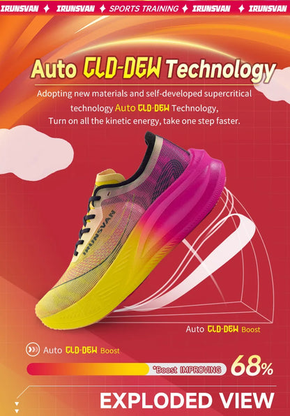 IRUNSVAN Zapatillas profesionales de maratón para hombre con placa de carbono de nailon, zapatillas deportivas de carretera ligeras para mujer, trainers deportivos