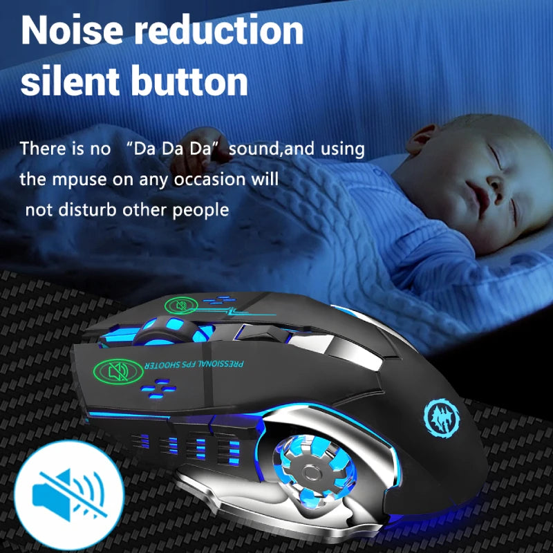 Kabellose Bluetooth-Maus 2.4G USB Mecha Gaming-Maus, wiederaufladbar, leise, mit Hintergrundbeleuchtung, ergonomische Büromaus, Gaming-Zubehör