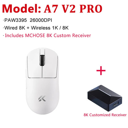 MCHOSE A7 V2 Ultra / Pro Lightweight Wireless Gaming Mouse Dual 8000Hz PAW3950 TI 42000DPI Mice For PC E-sports Gamer