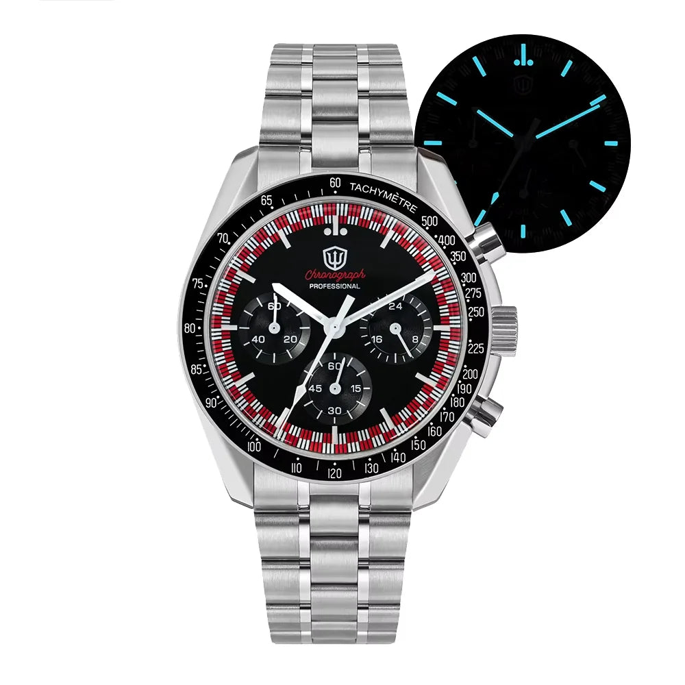 Orologio da uomo Watchdives New Wd1863 al quarzo VK63, cronografo con vetro zaffiro bombato, impermeabile, 39 mm, in acciaio, top brand, orologio business di lusso