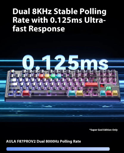 AULA F87 Pro V2 Mechanical Keyboard 3-modes Wireless 12000mAh Long Battery Life Hot-Swap RGB Customi E-Sports Keyboard PC Gaming