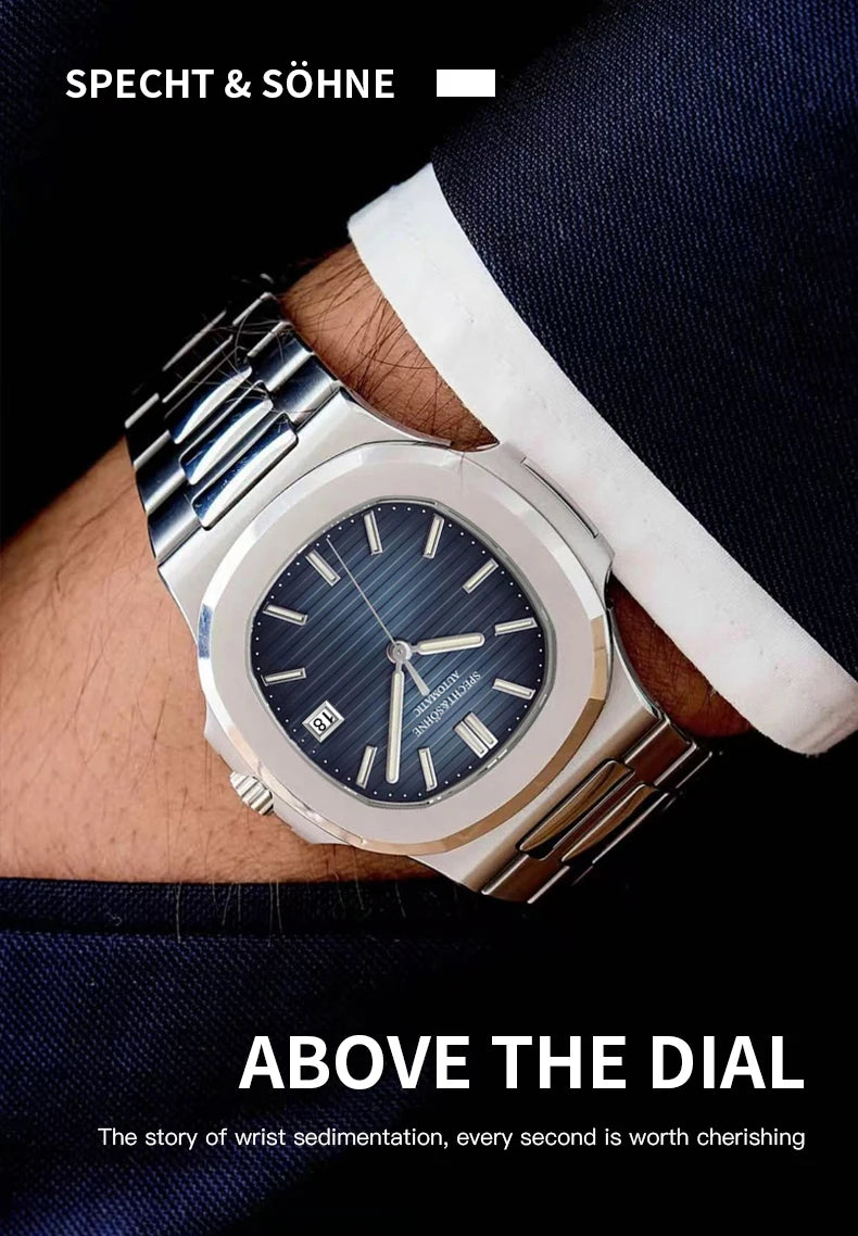 Specht & Sohne New Men's Watch Luxury Blue Sapphire Glass Japan Miyota 8215 Automatic Mechanical Stainless Steel Relogio Masculino
