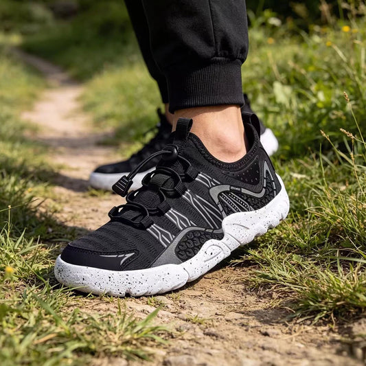 Oiaano Wide Barefoot Man Sports Shoes Black Mesh Knit Ultra Light Breathable Leisure Working Jogging Outdoor Soft Sole Zero Drop