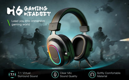 FIFINE RGB-Gaming-Headset mit Mikrofon – kabelgebundene Over-Ear-Kopfhörer mit 7.1 Surround Sound für PC, PS4 & PS5 mit 3 EQ-Modi