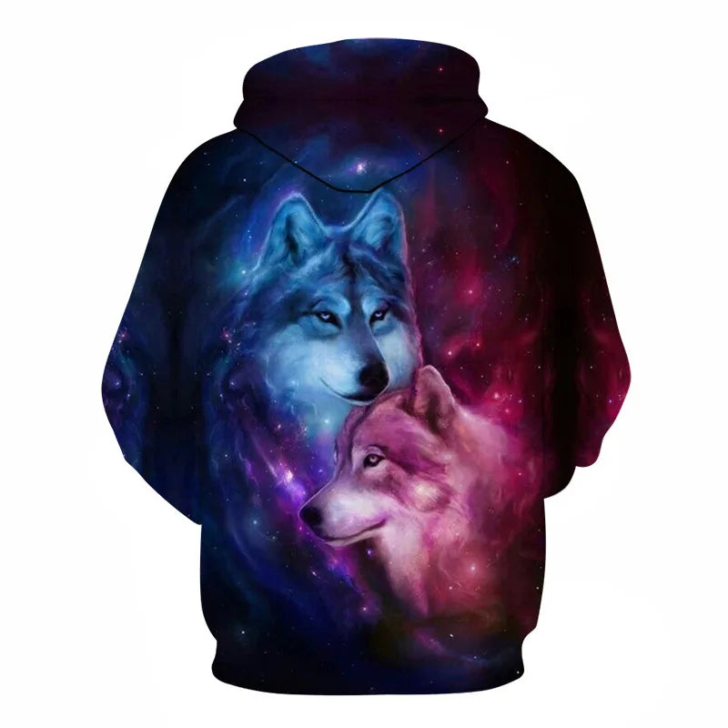 Majice s kapuljačom s 3D printom vuka za muškarce i žene, modne ležerne oversize pulover hoodice, hip-hop Harajuku streetwear
