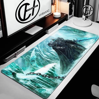 World of Warcraft Lich King-muismat voor pc, HD-anime gamingaccessoires, toetsenbord- en muismat voor laptop, XXL gamekast-bureaumatkleed