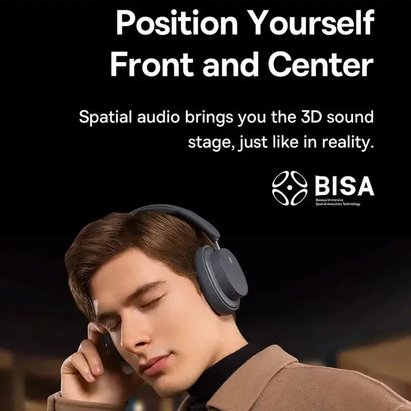 Baseus kabellose Bluetooth 5.3 Over-Ear-Kopfhörer – HiFi-40mm-Treiber, faltbares Headset mit 70H Wiedergabezeit und Spatial Audio