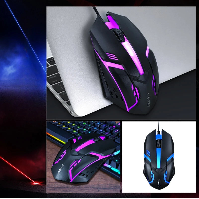 USB Wired Mouse Colorful LED Gaming Mouse 1200 DPI Wired Mice Optical Wired Gamer Mouse for Desktop Laptop PC Computer