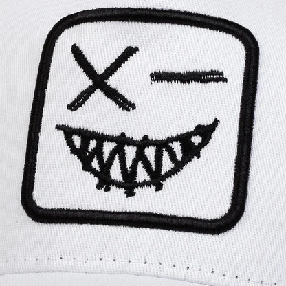 Unisex X-baseballpet met geborduurde lachende gezichtjes en tanden – Lente/zomer – Outdoor-zonnehoed – Verstelbare casual truckerpetten