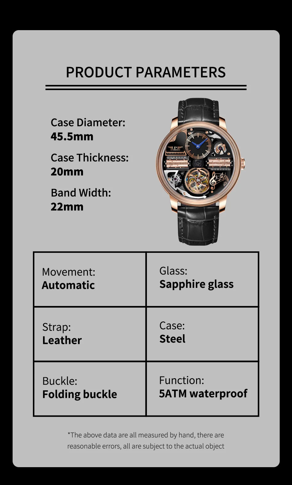 2025 NEW PINDU Design Music Series Machinery Watch Men Movement Stainless Steel Sapphire Glass Top Luxury Automatic Watch Hollow