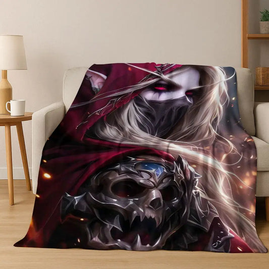 Pătură din flanel WOW World of Warcraft Arthas Demon Illidan Sylvanas, pled moale și confortabil pentru casă, dormitor, pat, canapea, husă, cadou