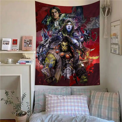 Vruća igra World of Warcraft, veliki zidni tapiserija s printom, jeftini hipi zidni ukrasi, boemski zidni tapiserije, mandala, kućni dekor