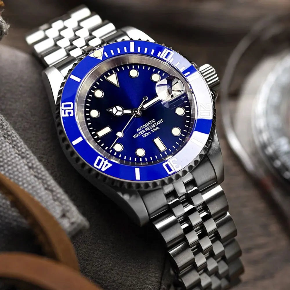 200m wasserdichte Miyota 8215 Automatikuhr für Herren, Taucheruhr, 40mm, mechanisches Uhrwerk, Leuchtanzeige, Jubilee-Armband, Glide-Lock-Schließe