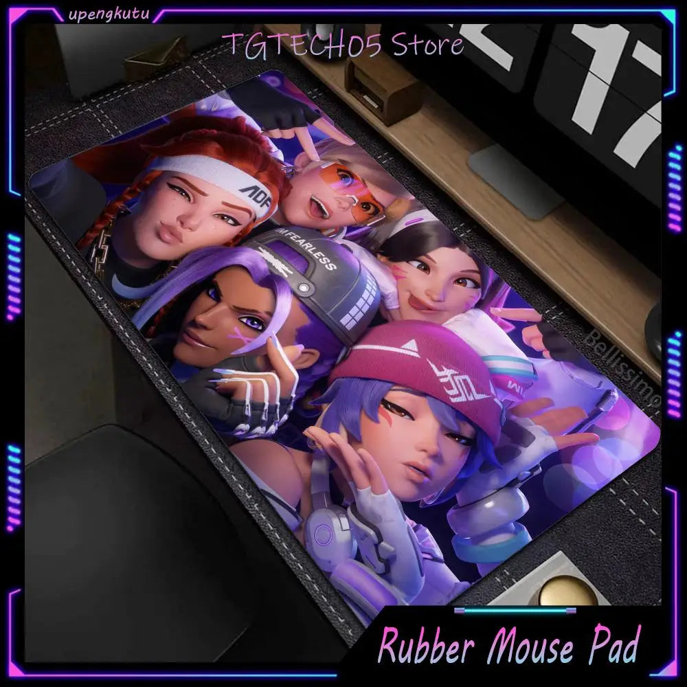 Großes Overwatch-PC-Gaming-Mauspad, süße pinke Tastatur-Erweiterungsmatte, Laptop-Gaming-Zubehör, Schreibtischmatte, Kawaii-HD-Teppich