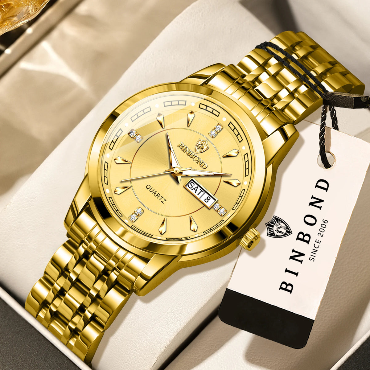 Genuine BINBOND luxury quartz watches for women – Water-resistant and luminous model – Gift idea (gift box included)