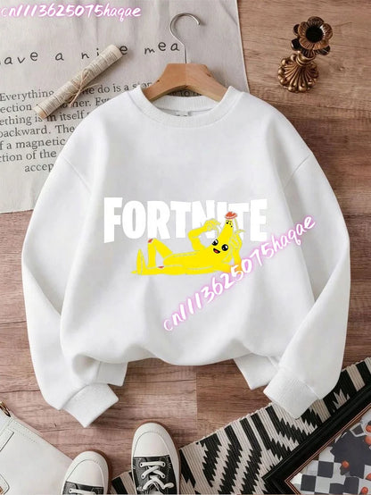 Neuer Fortnite-Kinder-Sweatshirt-Hoodie mit Cartoon-Spielcharakter-Print, lässiges Oberteil für Herbst und Winter, Baby- und Jungenbekleidung
