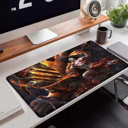 XXL egérpad God of War íróasztali szőnyeg játékos kiegészítők billentyűzet számítógépes egérpad játékosok számára nagy méretű PC-szekrény irodai asztal szőnyeg