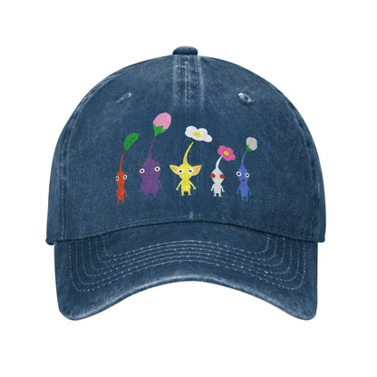 Cute Pikmin Pattern Print Cap for Men Women Cotton Anime Cartoon Trucker Hat Lerisure Wear Baseball Cap Adjustable
