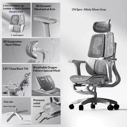 Silla de oficina de malla ergonómica ejecutiva para ordenador y gaming, mueble moderno giratorio con ruedas ajustable, silla gaming ergonómica