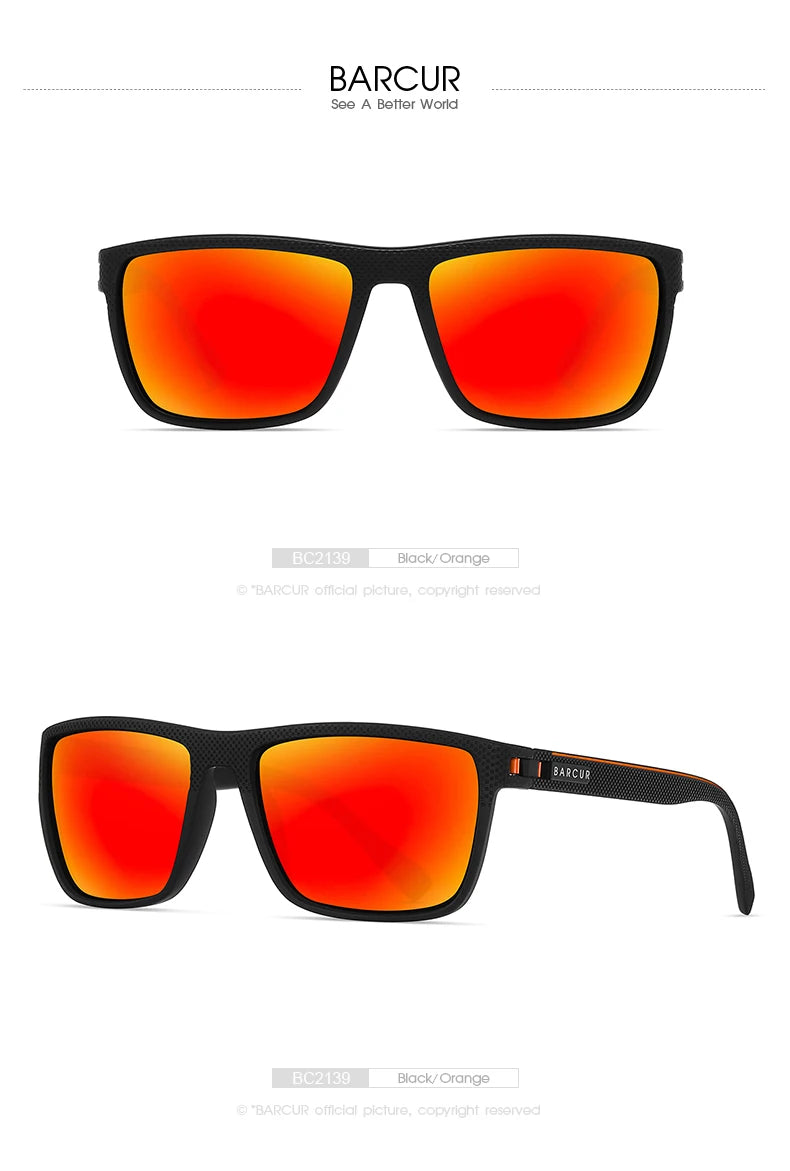 BARCUR Design TR90 napszemüveg férfiaknak, polarizált, könnyű sportnapszemüveg nőknek, szemüveg-kiegészítő, Oculos UVAB védelem