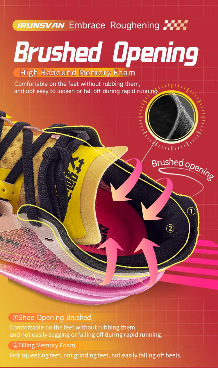IRUNSVAN Zapatillas profesionales de maratón para hombre con placa de carbono de nailon, zapatillas deportivas de carretera ligeras para mujer, trainers deportivos