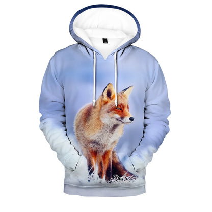 Popularne bluzy z kapturem i bluzy Hip Hop Novelty z wygodnym nowym nadrukiem 3D Fox, dla mężczyzn/kobiet, dorosłych/dzieci, casualowe bluzy wkładane przez głowę