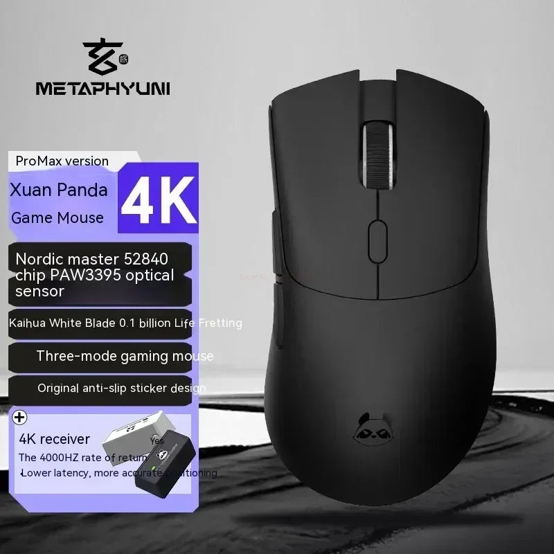 Bezdrátová myš Metaphyuni Metapanda P1 P1 Pro Max PAW3395, nízká latence, lehká e-sportovní herní myš, ergonomická, dárek pro PC hráče