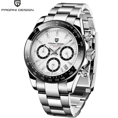 PAGANI DESIGN men’s chronograph watch – Luxury quartz wristwatch, luminous and water-resistant.
