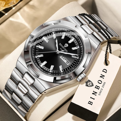BINBOND stainless steel quartz watches for men – Luxury, water-resistant and luminescent watch – Original men’s model