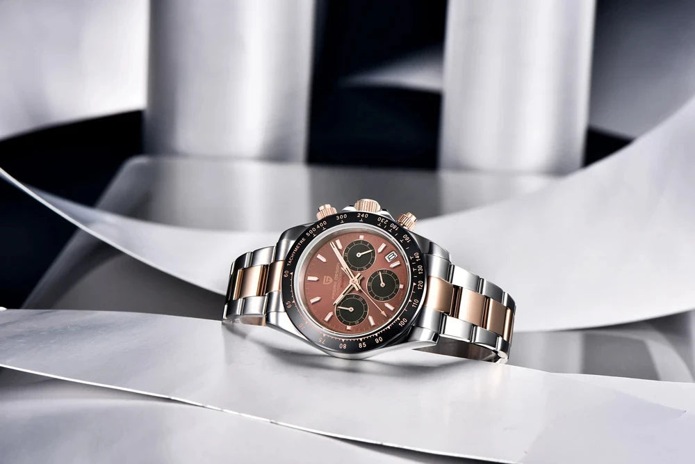 PAGANI DESIGN men’s chronograph watch – Luxury quartz wristwatch, luminous and water-resistant.