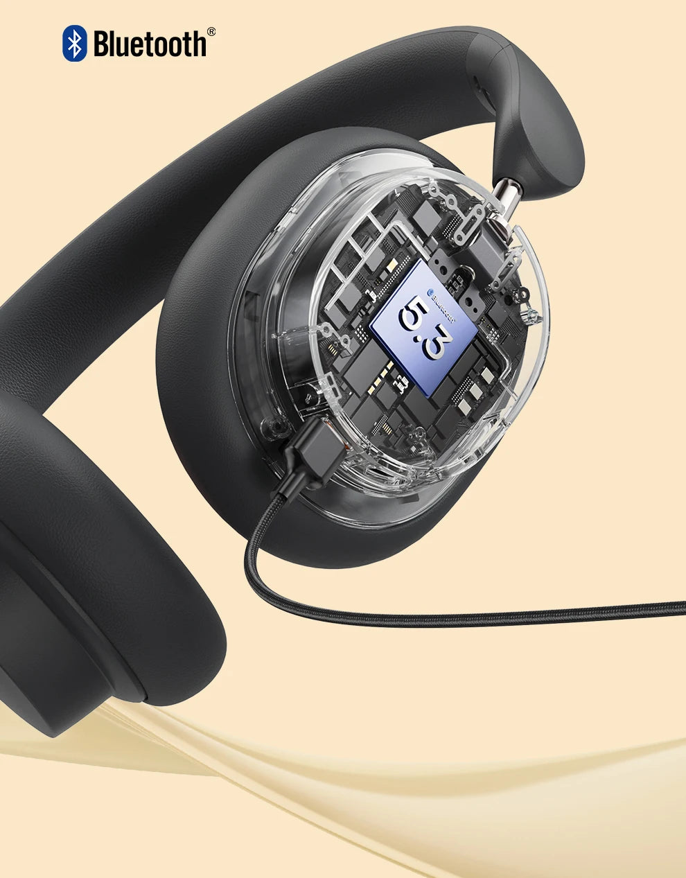 Baseus kabellose Bluetooth 5.3 Over-Ear-Kopfhörer – HiFi-40mm-Treiber, faltbares Headset mit 70H Wiedergabezeit und Spatial Audio