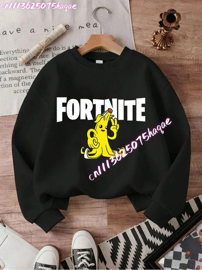 Neuer Fortnite-Kinder-Sweatshirt-Hoodie mit Cartoon-Spielcharakter-Print, lässiges Oberteil für Herbst und Winter, Baby- und Jungenbekleidung