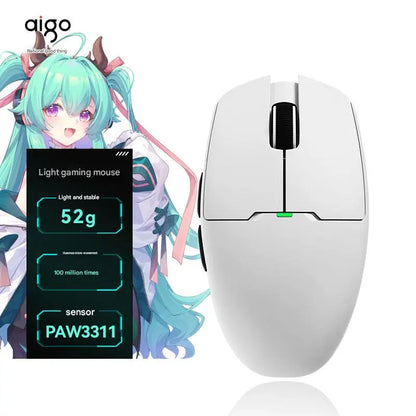 Aigo GM80 PLUS PRO trådløs Bluetooth-mus PAW3311/PAW3395 letvægts 1000HZ kablet gaming- og e-sportsmus med tre tilstande – gave
