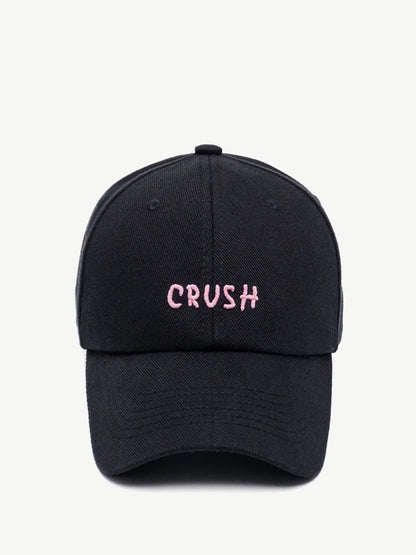 Унисекс бейзболни шапки с бродерия „crush“ – черни шапки с избродирани инициали „Dad Hat“ – 100% памук, подходящи за четири сезона