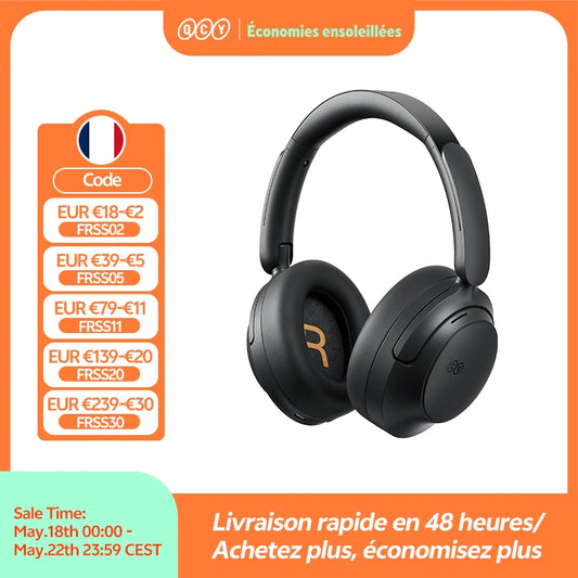 QCY H3S -56dB Adaptive ANC Over Ear Headphone Hi-Res LDAC Spatial Sound Wireless Earphone Bluetooth 6.0 Dual Driver 102H Headset