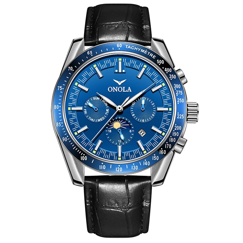 ONOLA Men’s Mechanical Watch – A luxury automatic watch with a casual style, featuring a leather strap and an openwork dial