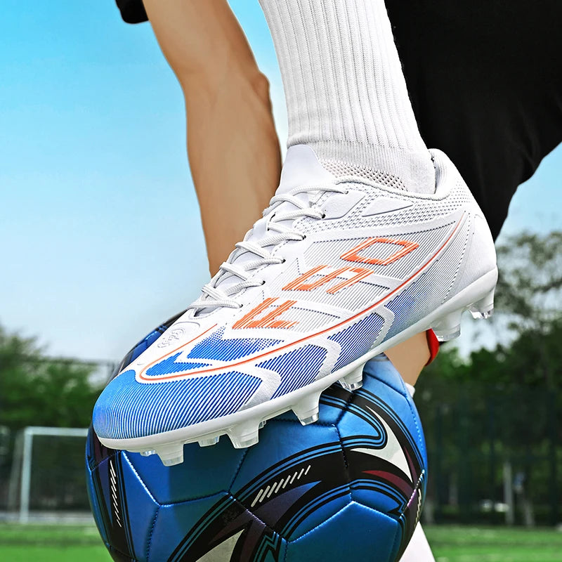 Chaussures de football pour jeunes, crampons pour terrain dur, fermeture à lacets, chaussures de football pour enfants, garçons et filles, chaussures d'entraînement pour activités de plein air.