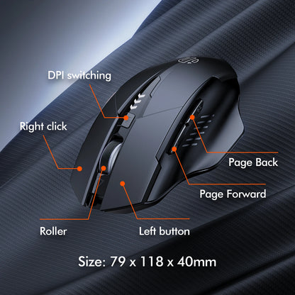 INPHIC A1 Bluetooth Mouse, Rechargeable 2.4G Tri-Mode Optical Mute Wireless Mouse, 1600 DPI for Mac, Laptop, PC, Tablet, Mobile Phone